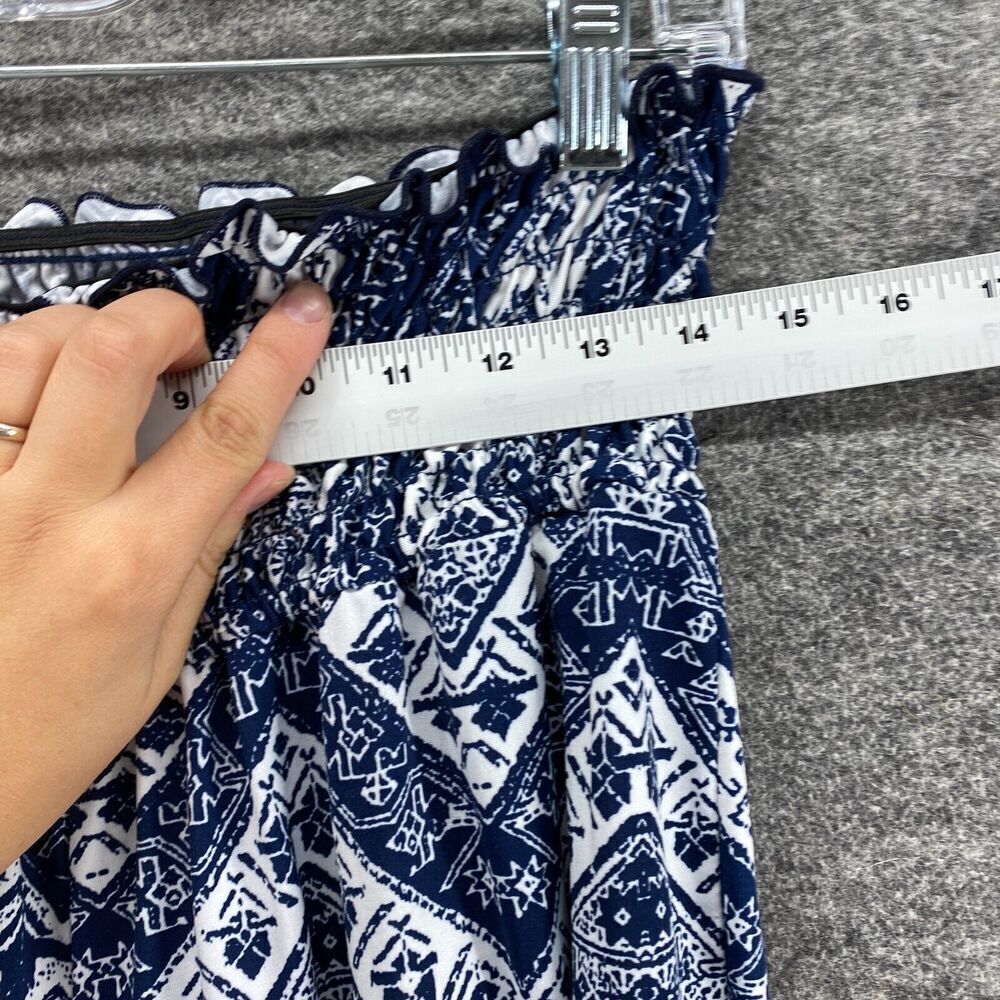 C'est La Vie Pants Women XL Blue Geometric High Rise Flat Front Chino Pull On - Picture 6 of 11